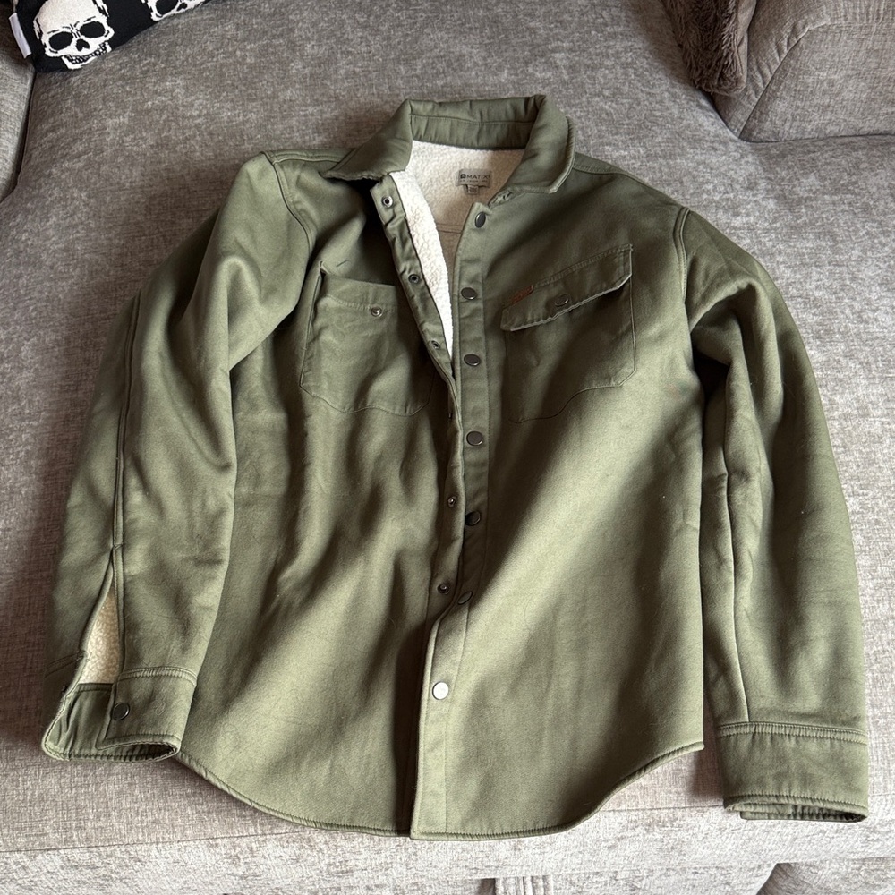 Matix Olive Green Sherpa-Lined Field Shirt Jacket